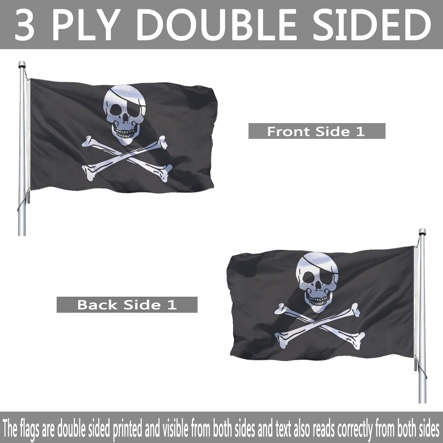Pirate Edward England Flag Embroidered 3x5 Outdoor Double Sided Pirate Jolly Roger Flags Banner for Outside 3ply Embroidered with 2 Brass Grommets Vivid Colors Waterproof