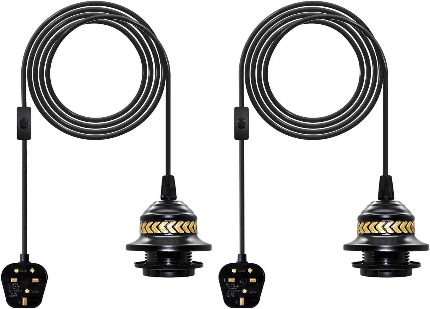 LAKONEI Plug in Pendant Lighting Fitting E27 Hanging Pendant Light with