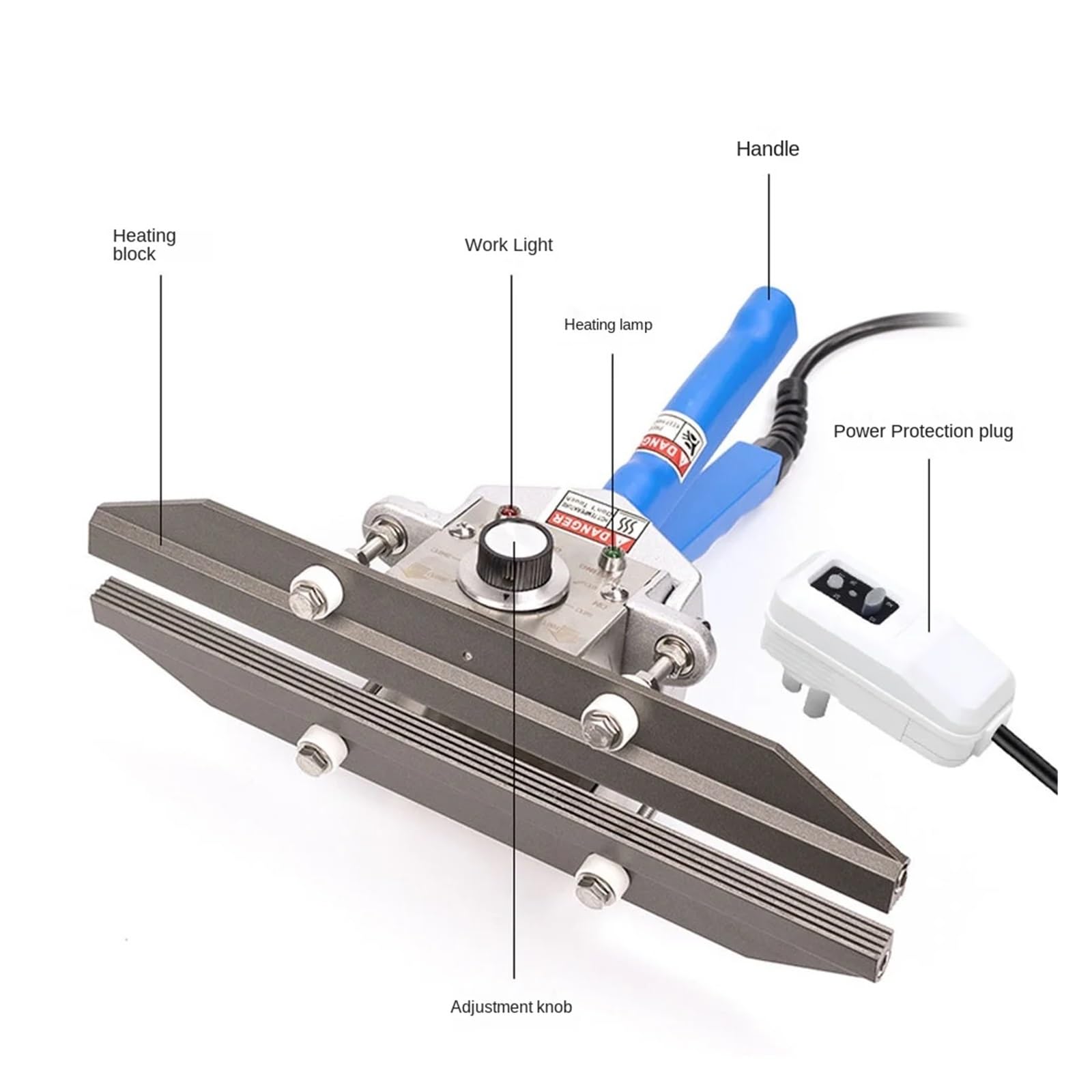 Sellador de impulso manual, máquina de sellado de bolsas de papel de aluminio, máquina de impulso de sellado térmico Rendimiento alto(30cm)