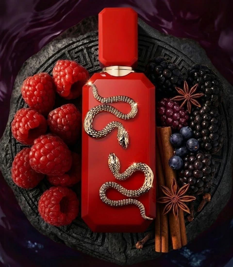 VENENO SCARLET Perfume Unisex 100ml – Fragancia Dulce con Fresa, Caramelo, Vainilla y Cuero – Aroma Intenso y Duradero + Atomizador Drikanbest de Regalo
