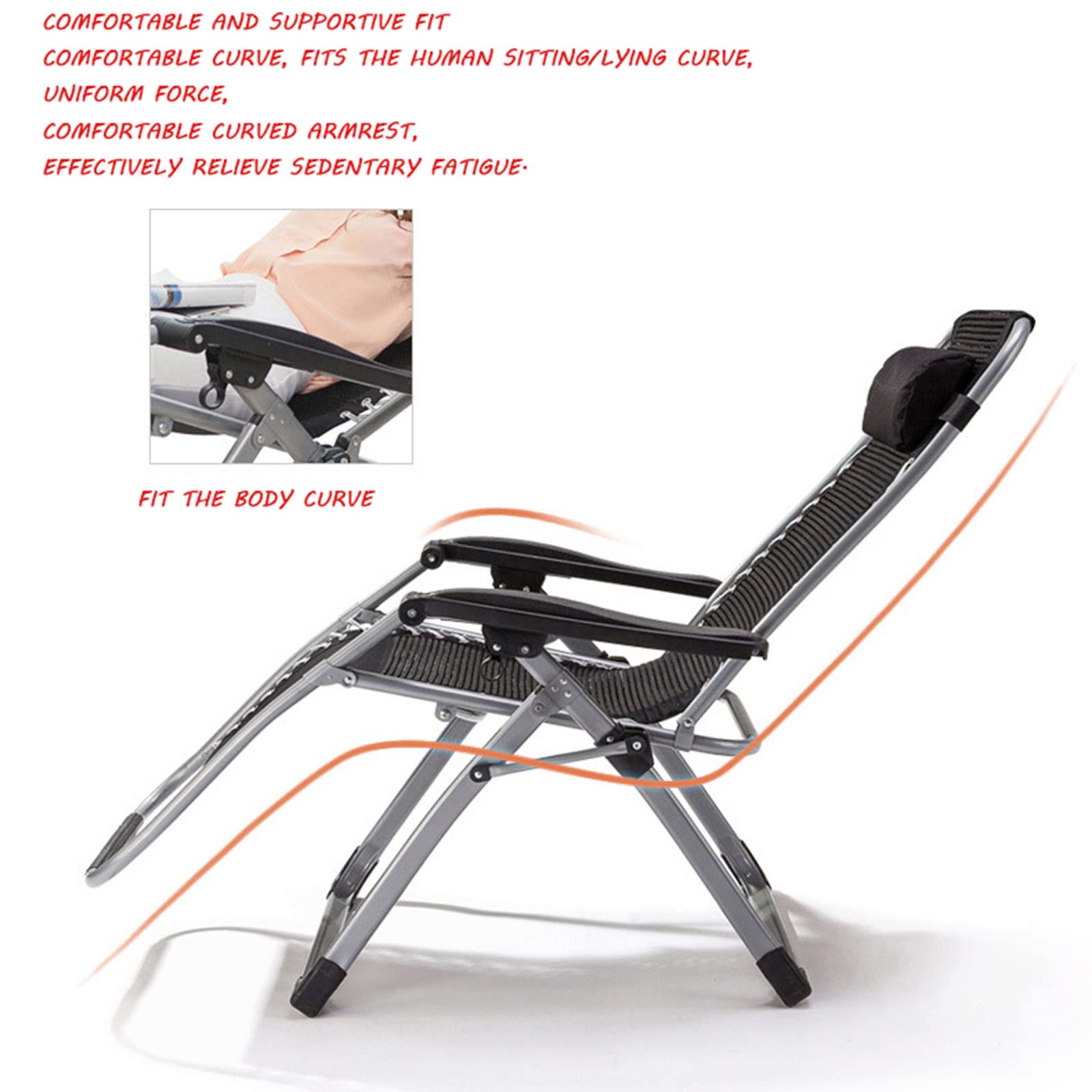 Sillón de Gravedad Cero de Gran tamaño, sillón reclinable para jardín, sillón reclinable Plegable para Patio al Aire Libre, Chaise Plegable portátil, G