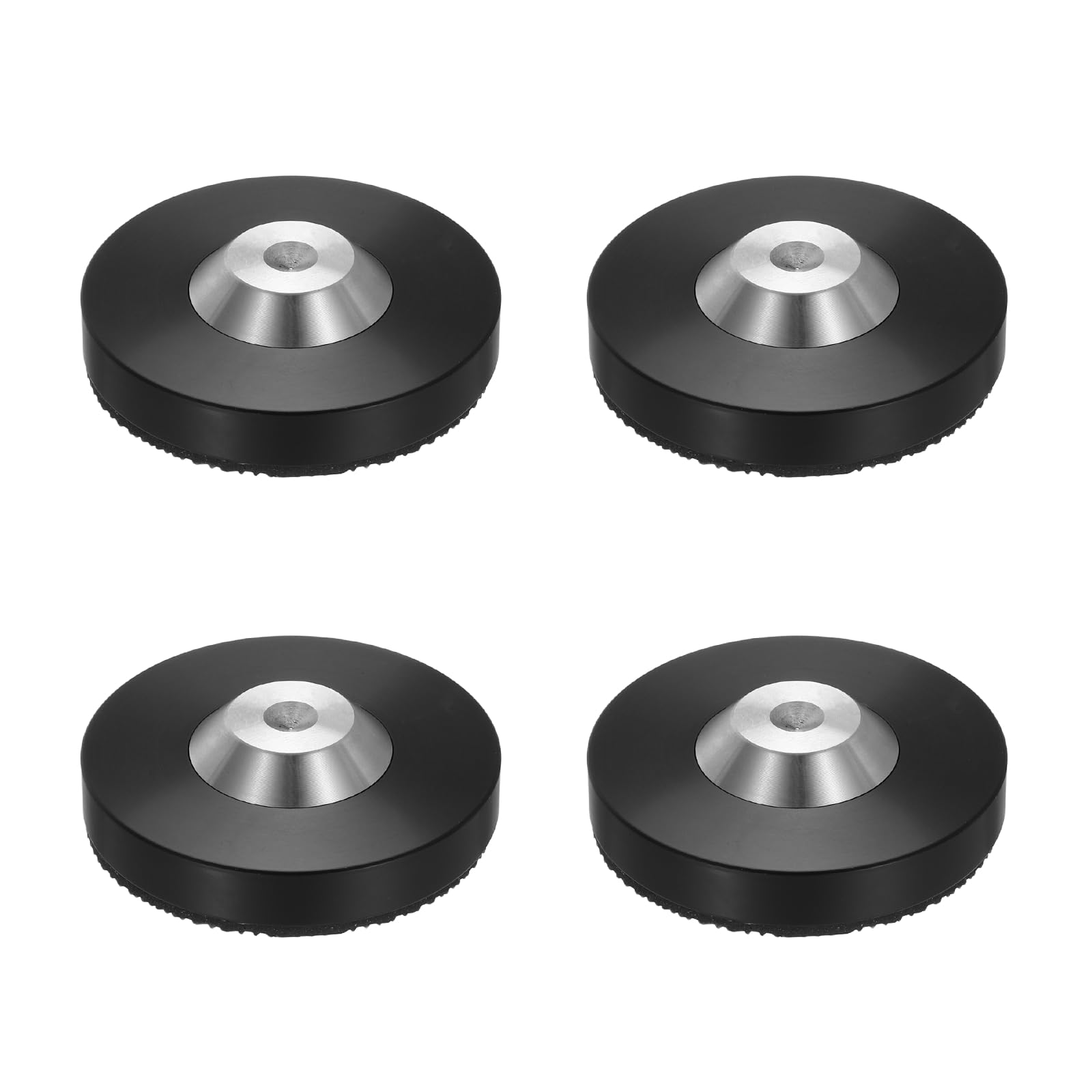 QUARKZMAN 4 Pcs Pieds D'isolation pour Enceintes Noirs, 49x13mm Base en Acier Inoxydable Anti-Vibration Support pour Amplificateur Tapis Anti-Vibration pour Système Audio CD Home Theater