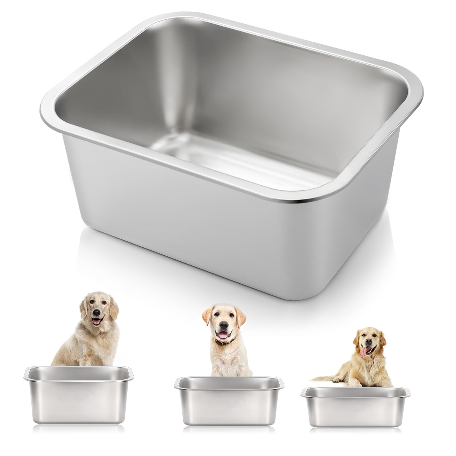Stainless Steel Dog Bowl - Large Capacity Indoor/Outdoor Bowl for X-Large Dogs, 2.65 Gallons, 1 Pack