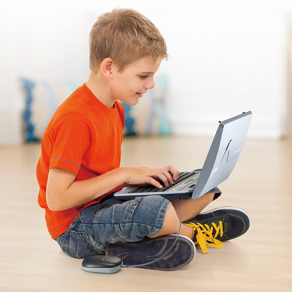 VTech Genio Max grau metallic, Lerncomputer für Kinder ab 5 Jahren | Kinder-Laptop mit Farbdisplay, AZERTY-Tastatur, Maus und bereits 60 Apps und Lernspiele in französischer Sprache