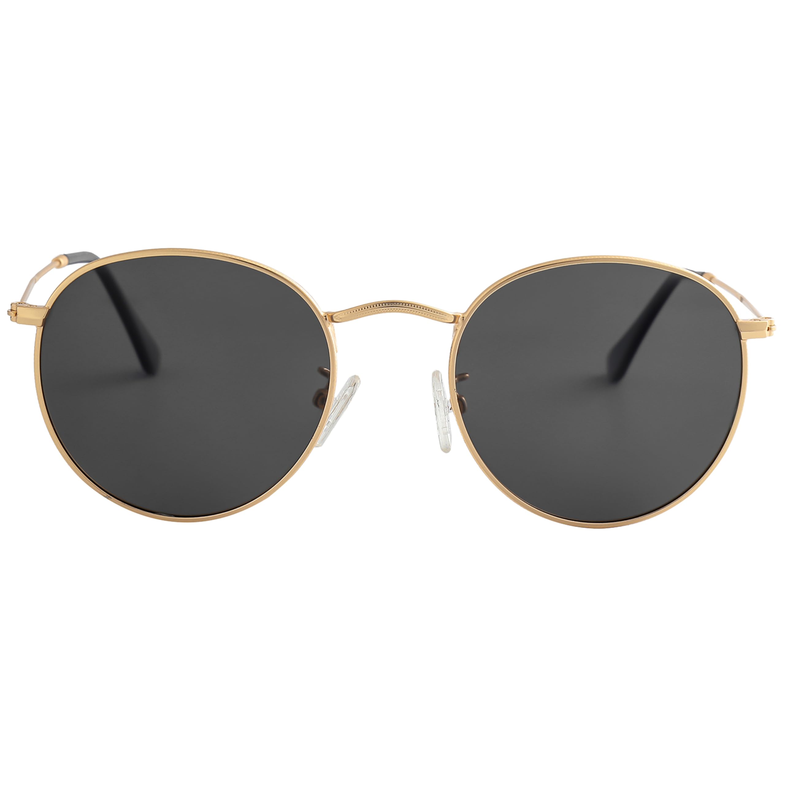 Small Round Metal Polarized Sunglasses for Men Women Mirrored Lens Classic Circle Sun Glasses