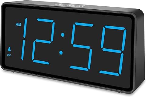 Peakeep Battery Operated Digital Alarm Clock for Bedrooms Cordless - Auto/Manual Dimmer, Volume Adjustable, Large Big Numbers Display, Dual Power Supply