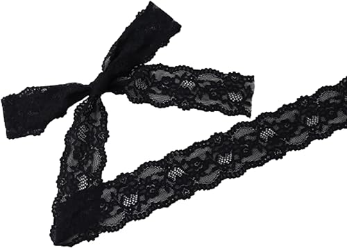 Miniatura 2 de Tela de encaje vintage de 2.4 pulgadas x 5 yardas, ribete de encaje negro costura, cinta de encaje elástica  perfecta para manualidades, bodas,