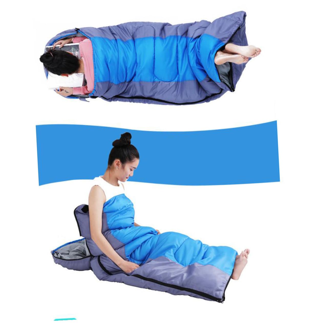 Toyvian Saco de Dormir para Acampar Exterior y Adultos Material Ligero Invierno para Camping Clima Frío