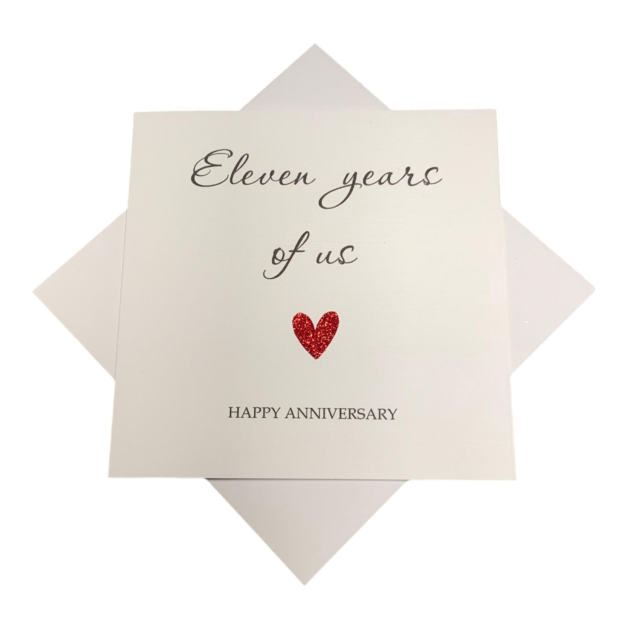 11th Wedding Anniversary Card - Steel 11 Year Eleventh Personalised Gift for Wife Husband Boyfriend Girlfriend Partner - Choose Glitter Heart - Various Designs (Year Of Us)