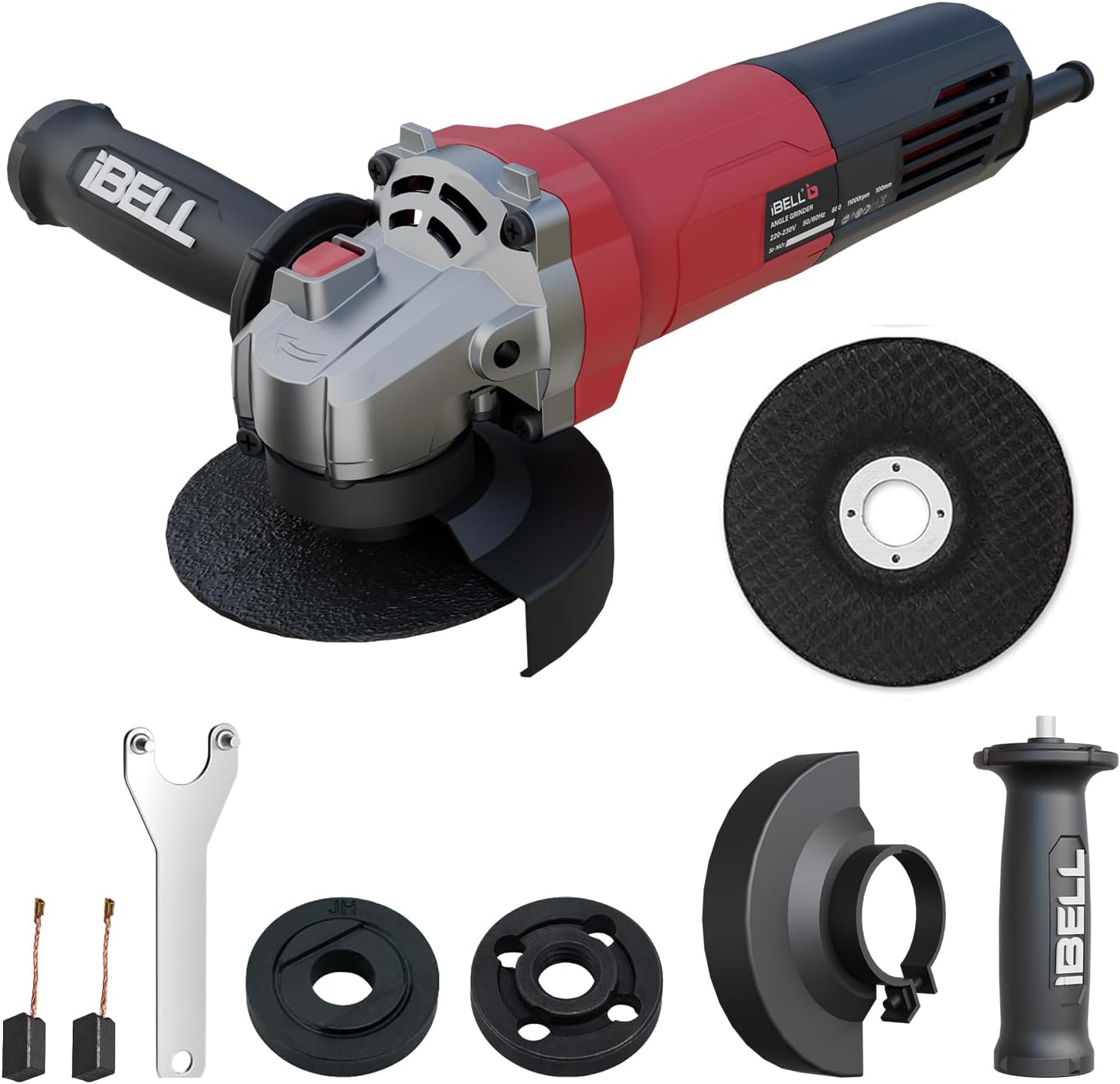 IBELL Angle Grinder AG10-68 | 680W Heavy Duty | Copper Armature | 100mm/4" Disc Dia | 11000 RPM | With Grinding Wheel & Guard | Perfect for Grinding, Cutting & Polishing-6 Months Warranty
