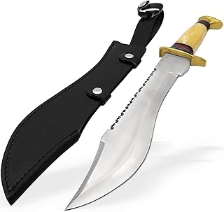 Armory Replicas Crocodile Hunter Tactical Bowie Knife - 17.25 Inch Forged Full Tang Sawback Knife for Hunting & Sporting - with Stag Horn Handle - Large Blade with Leather Sheath - Armory Replicas