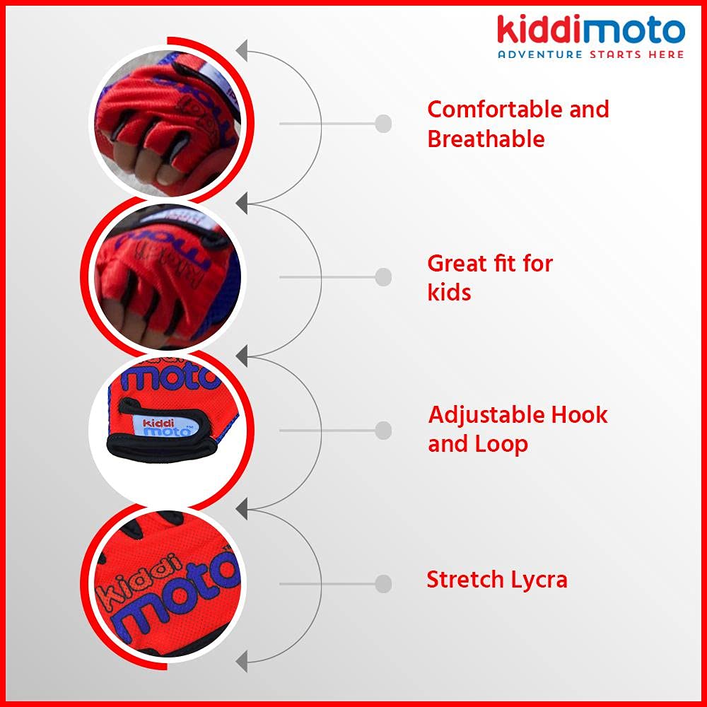 KIDDIMOTO Gants Vélo Enfant 2-8 Ans Cyclisme Trottinette Rouge
