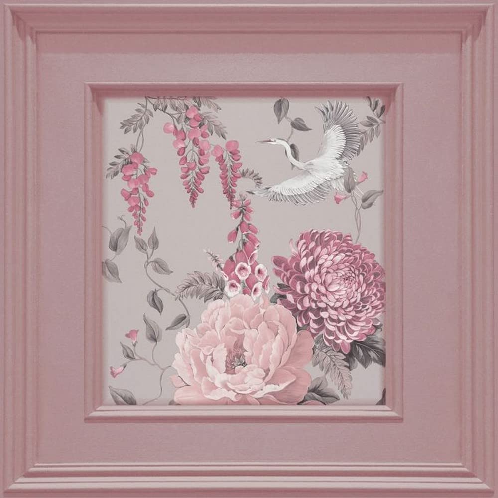 Belgravia Decor Grey Corinthia Panel Floral Wallpaper Blush Pink Belgravia 245