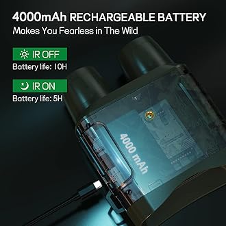 Night Vision Goggles for Adults, 4K Infrared Night Vision Binoculars with Rechargeable Battery and Anti-Shake Motion Detection for Camping