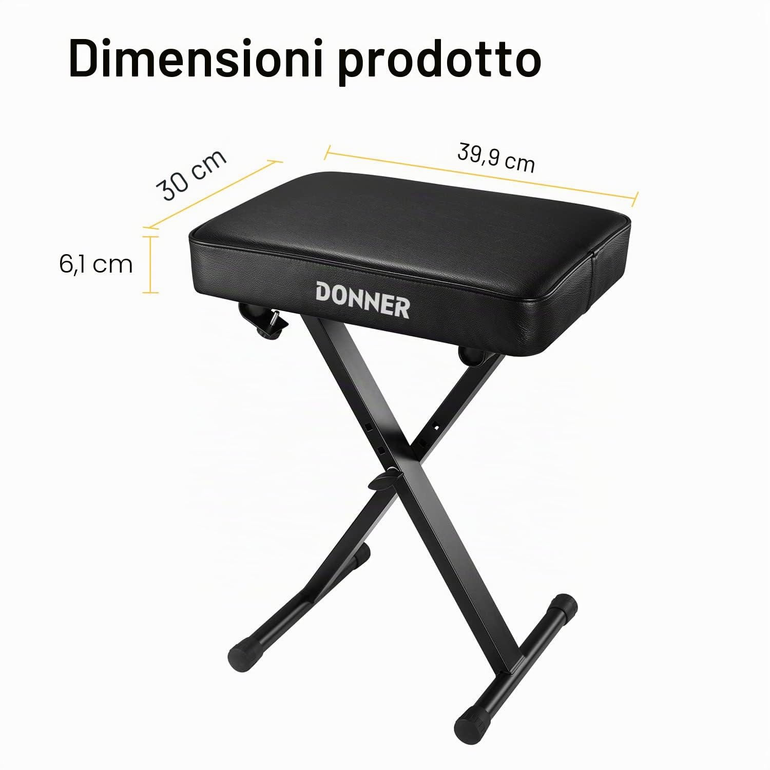 Donner - Panca per tastiera con spugne spesse e regolabili ad alta densità, design antiscivolo, colore: nero