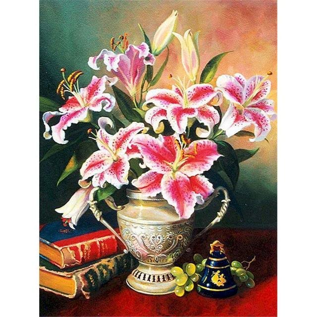 Amazon | DIY 数字による花の油絵 数字で描く 花瓶 キャンバスに描く