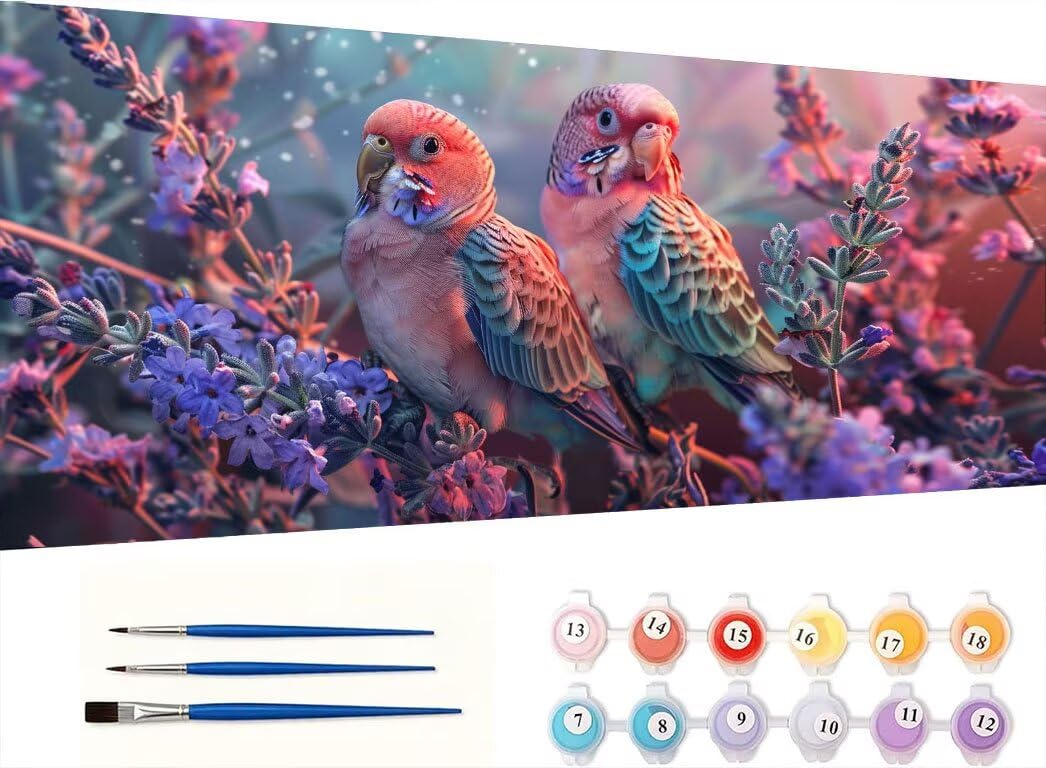 Pintar por Numeros Adultos, PáJaros De Colores, 70x90cm 7JGWX-44