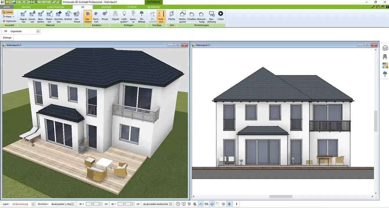 Immocado 3D Architekt Professional - 3D Hausplaner CAD Software & Architektur Programm: Grundrisse zeichnen, Hausplanung & Wohnungsplaner
