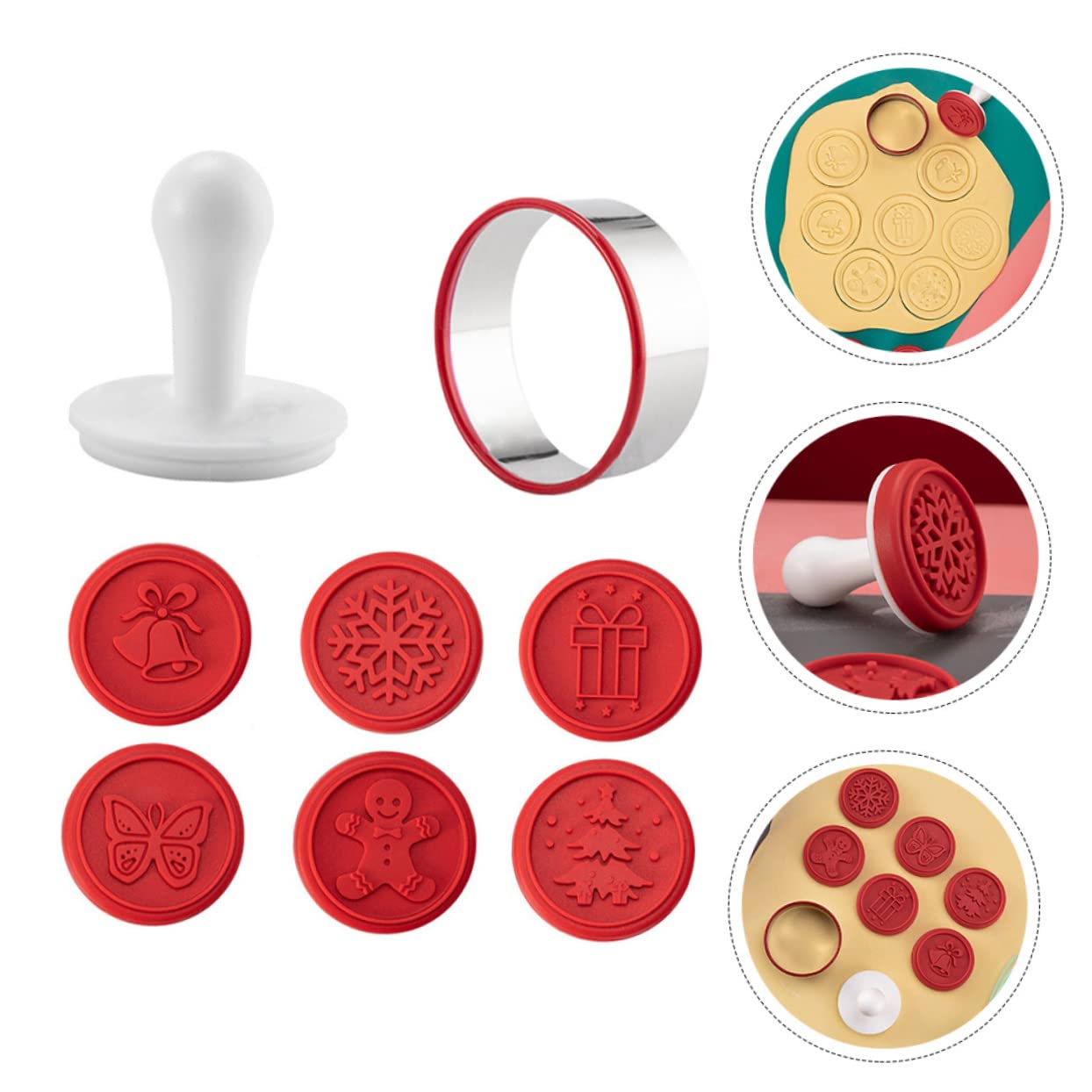TOPBATHY 4 Juegos sello de galleta Molde de torta dulce de chocolate molde para hornear kitchen gadgets accesorios cocinita galletas decoración chocolate moldes de silicona páginas rojo