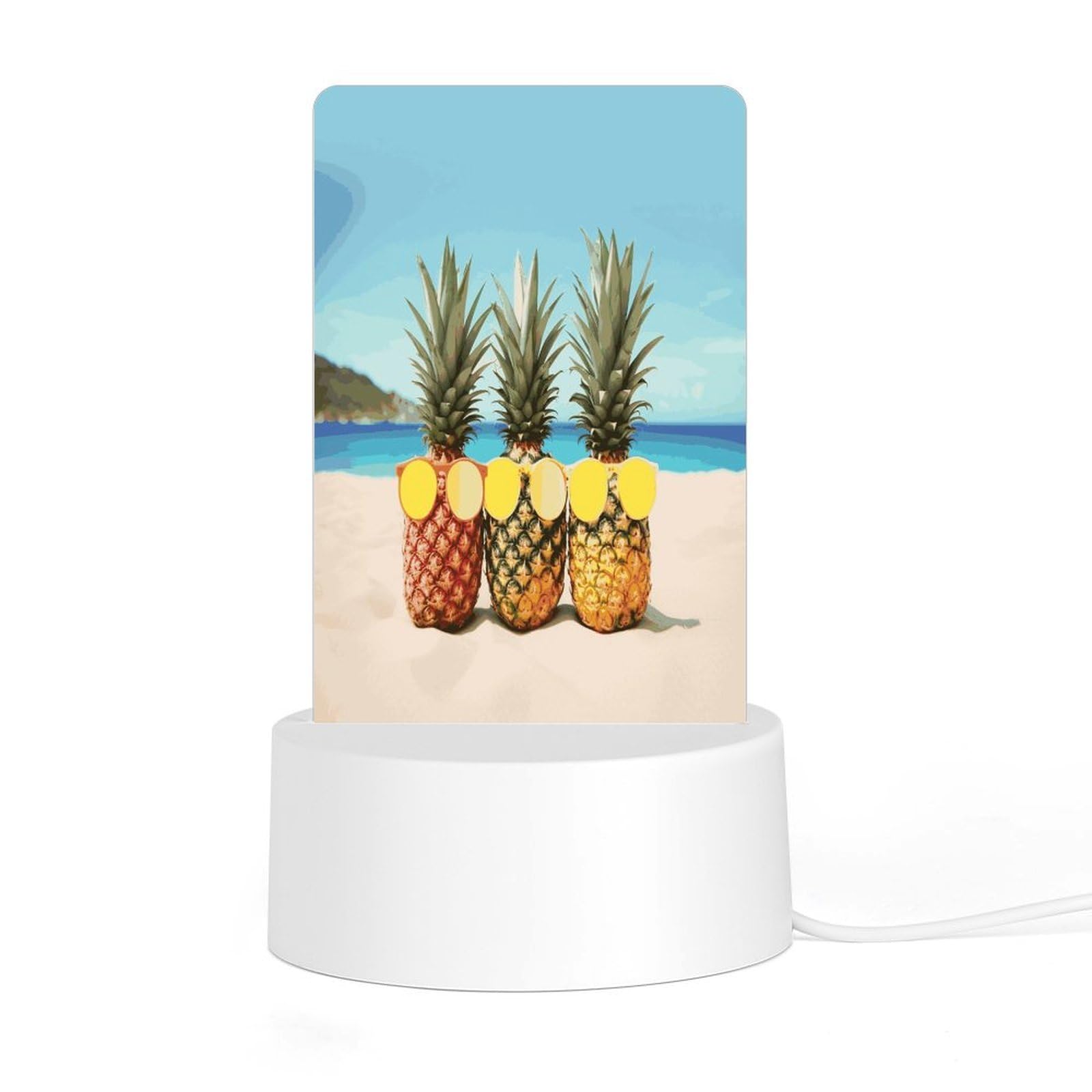 Adfgyerh Style Seaside Beach Yellow Geometric Pineapple Night Light Acrylic Material Easy Installation, Home Decor Usb Interface Power Supply, Lamp For Restaurant Bar Cafe Room Decor