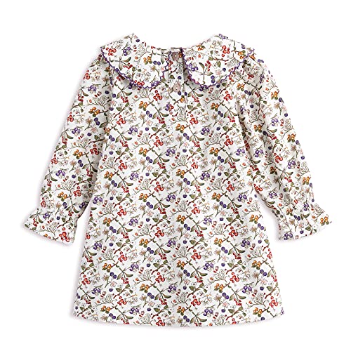 Simplee kids Baby Girl Smocked Dress Casual Long Sleeve Dresses Floral Print Sundress Princess Dress for Toddler3