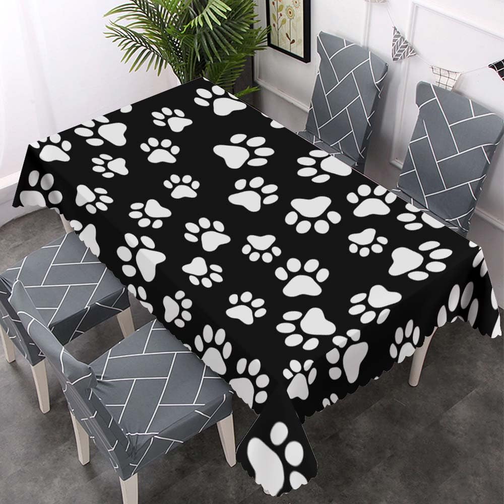 Walmsco Tablecloth Black White dog Paw Decor For Dining Room Kitchen Rectangular Table Cover 132 * 178cm, A035 - Image 3