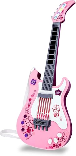 Miniatura 1 de M SANMERSEN Guitarra infantil para niñas, juguetes musicales, guitarra para niños, guitarra eléctrica con correa, guitarra rosa para niños, juguetes