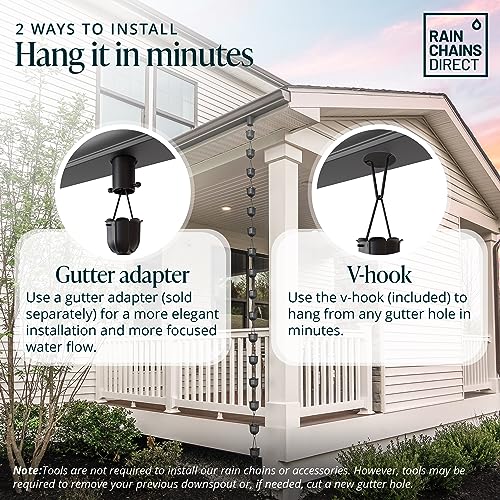 Rain Chains Direct - Flutes Rain Chain - 8.5 FT - Durable Black Powder-Coated Aluminum - Premium Rain Chains for Gutters - Image 6