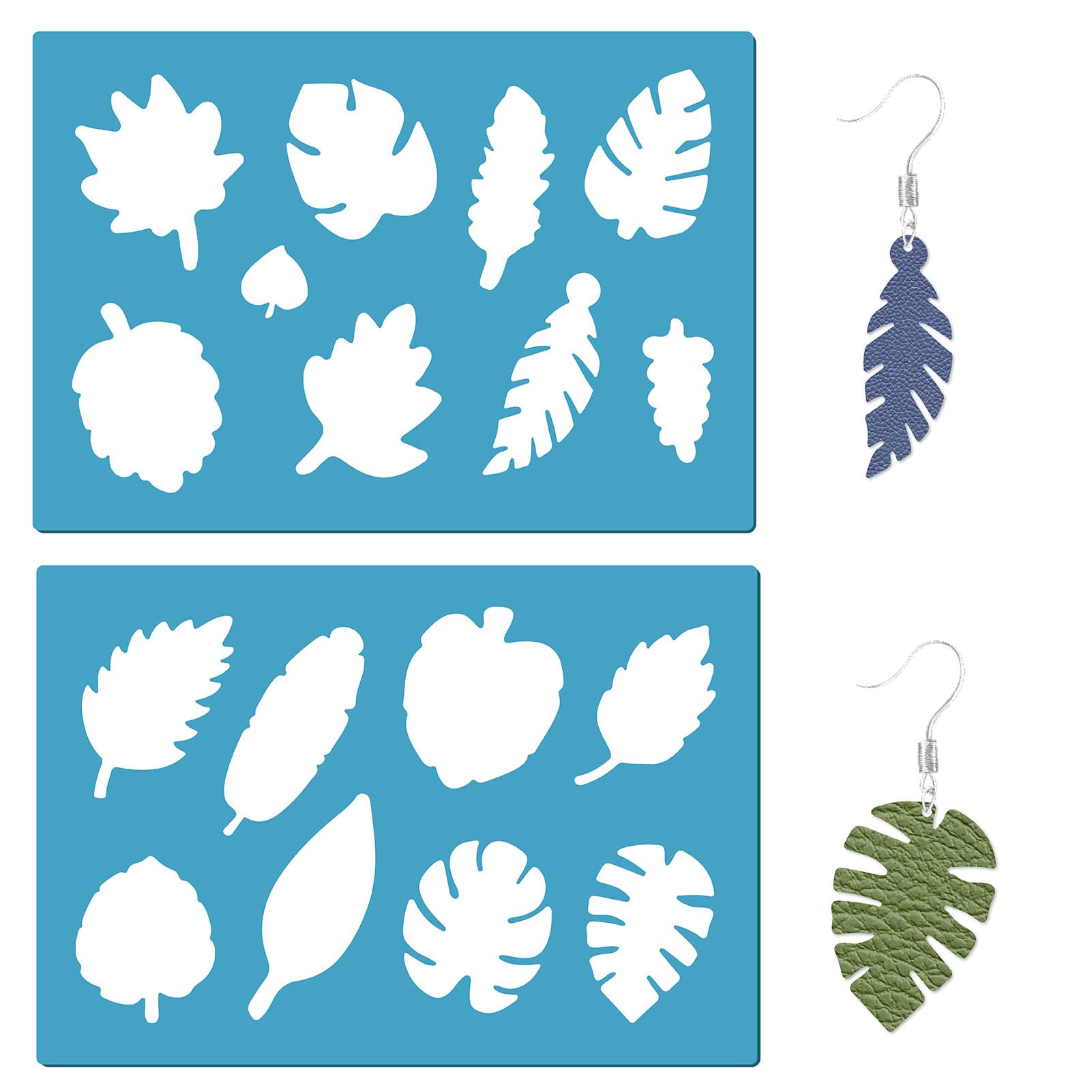 GORGECRAFT 2 Styles Tropical Leaf Stencil Leaves Earrings Making Template Reusable Maple Leaf Plant Wall Stencil Botanical Leaves Templates Set for Earrings Necklace Making Jewelry Crafts Bracelets