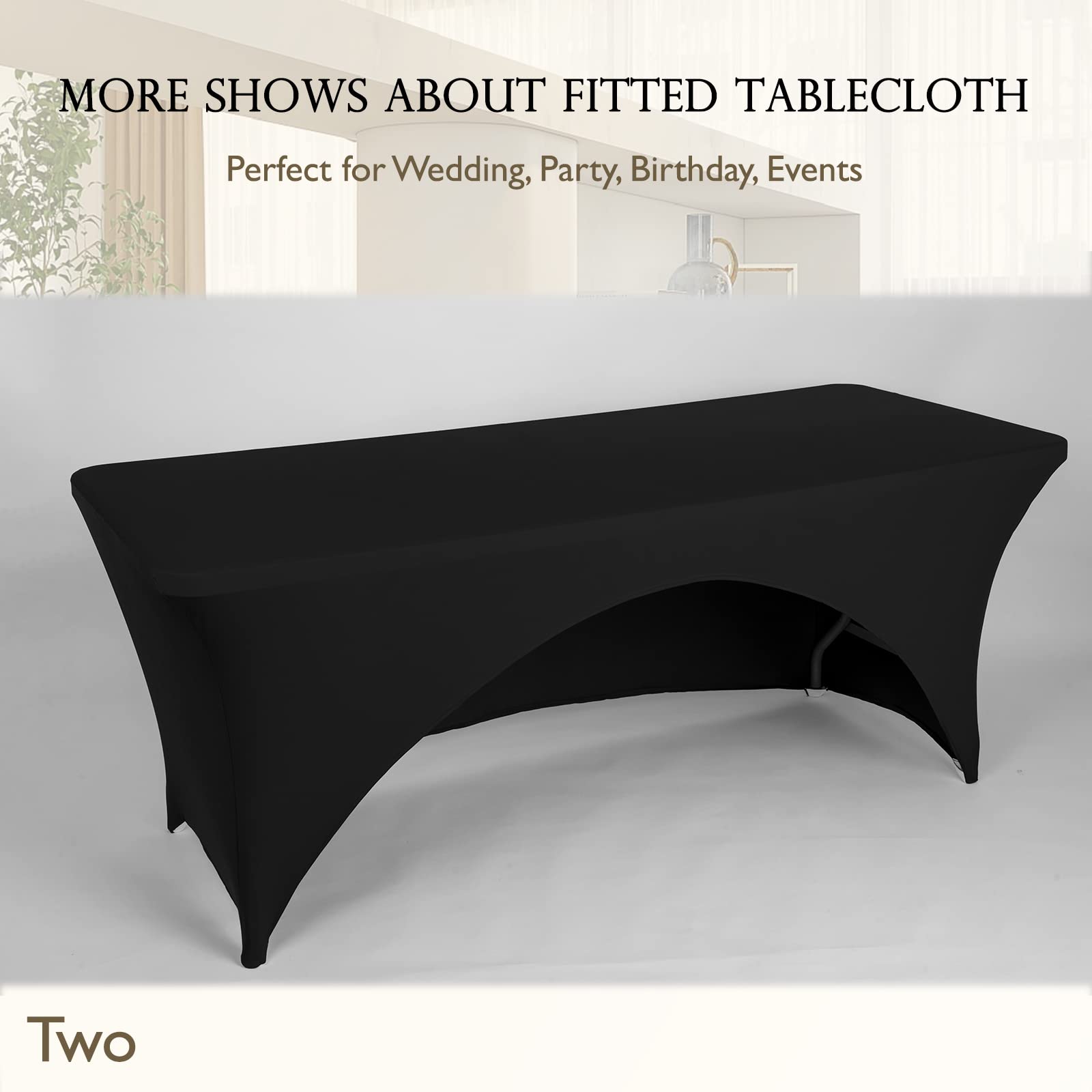 Mantel de elastano ajustable de poliéster de 5 pies, mantel elástico para mesa, con espalda abierta, color negro 7