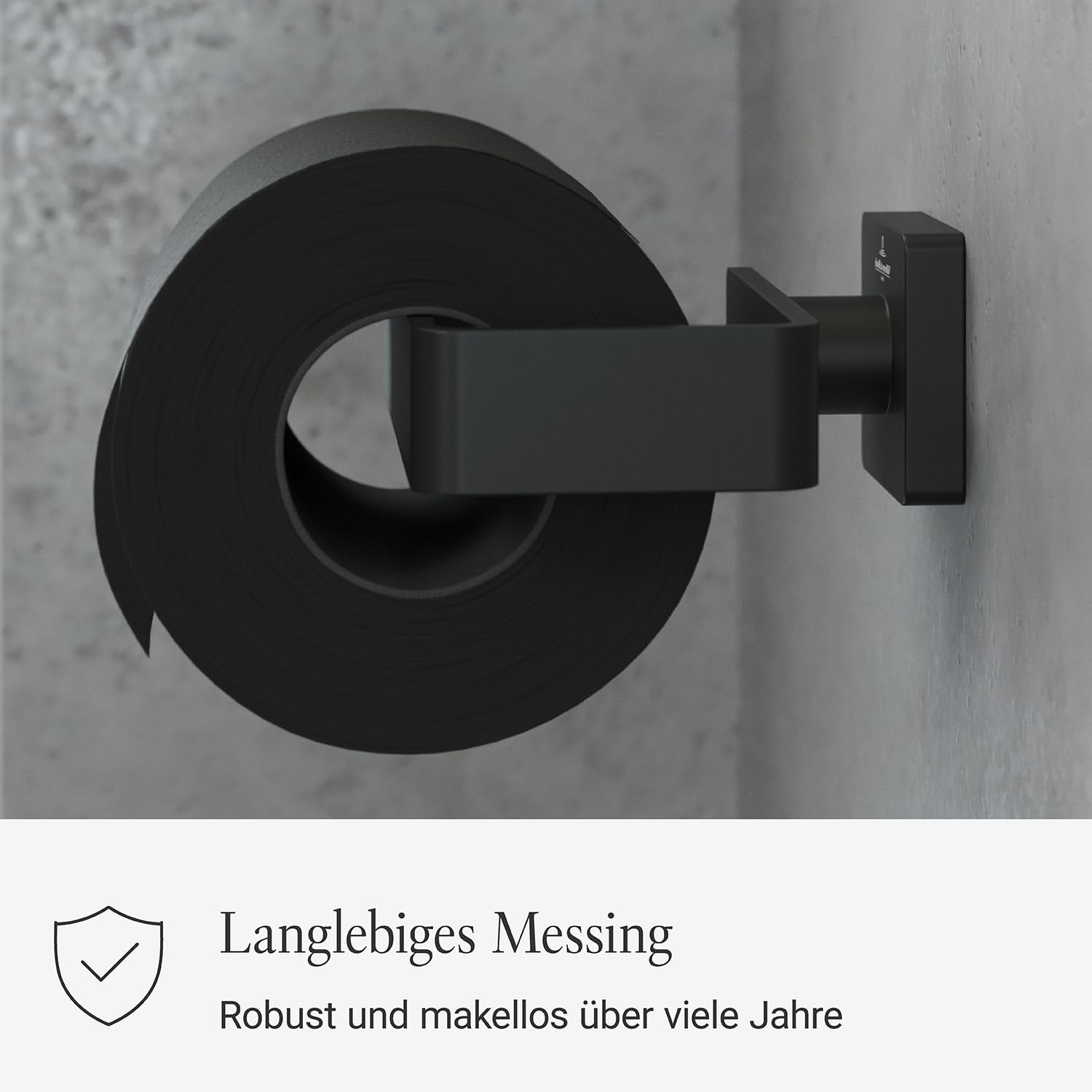 Villeroy & Boch Elements Striking Toilettenpapierhalter, eckig – Schwarz | Ohne Deckel, zur einfachen Wandmontage, aus Messing, TVA152014000K5