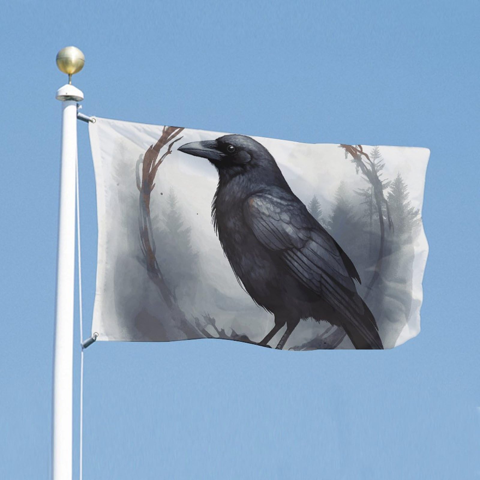 Flag 35x59 in Double Sided Yard Flags Black Crow Garden Flag Welcome Flags for Outside Holiday Banner with Brass Grommets House Flag Spring Summer Large Outdoor Flag for Yard Garden Lawn