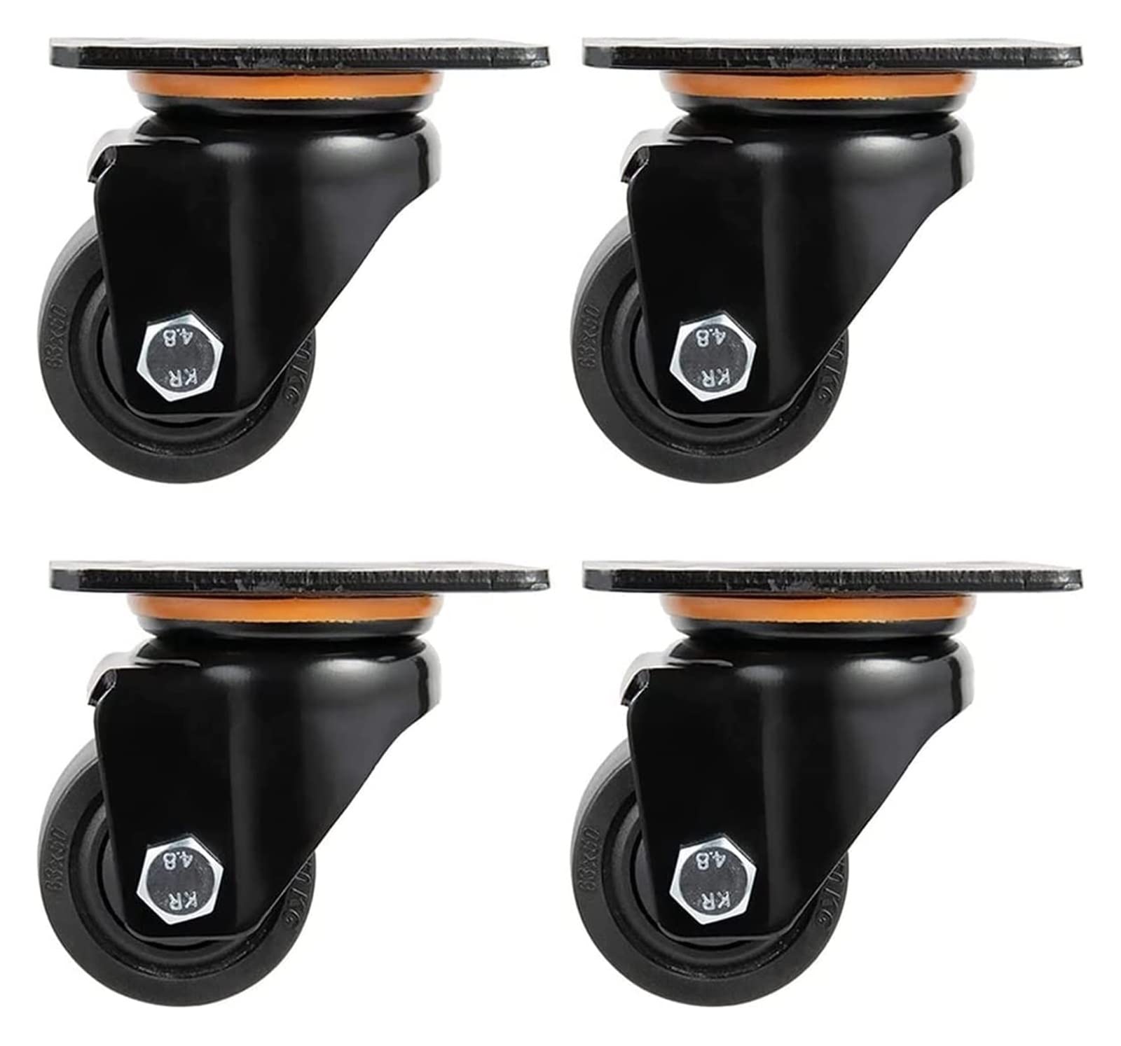 Ruedas giratorias Ruedas giratorias silenciosas Ruedas giratorias de Nylon de Alta Resistencia Negras de 75 mm, un Juego de 4, rodamiento de Carga 2000 kg, Ruedas industriales para Transport