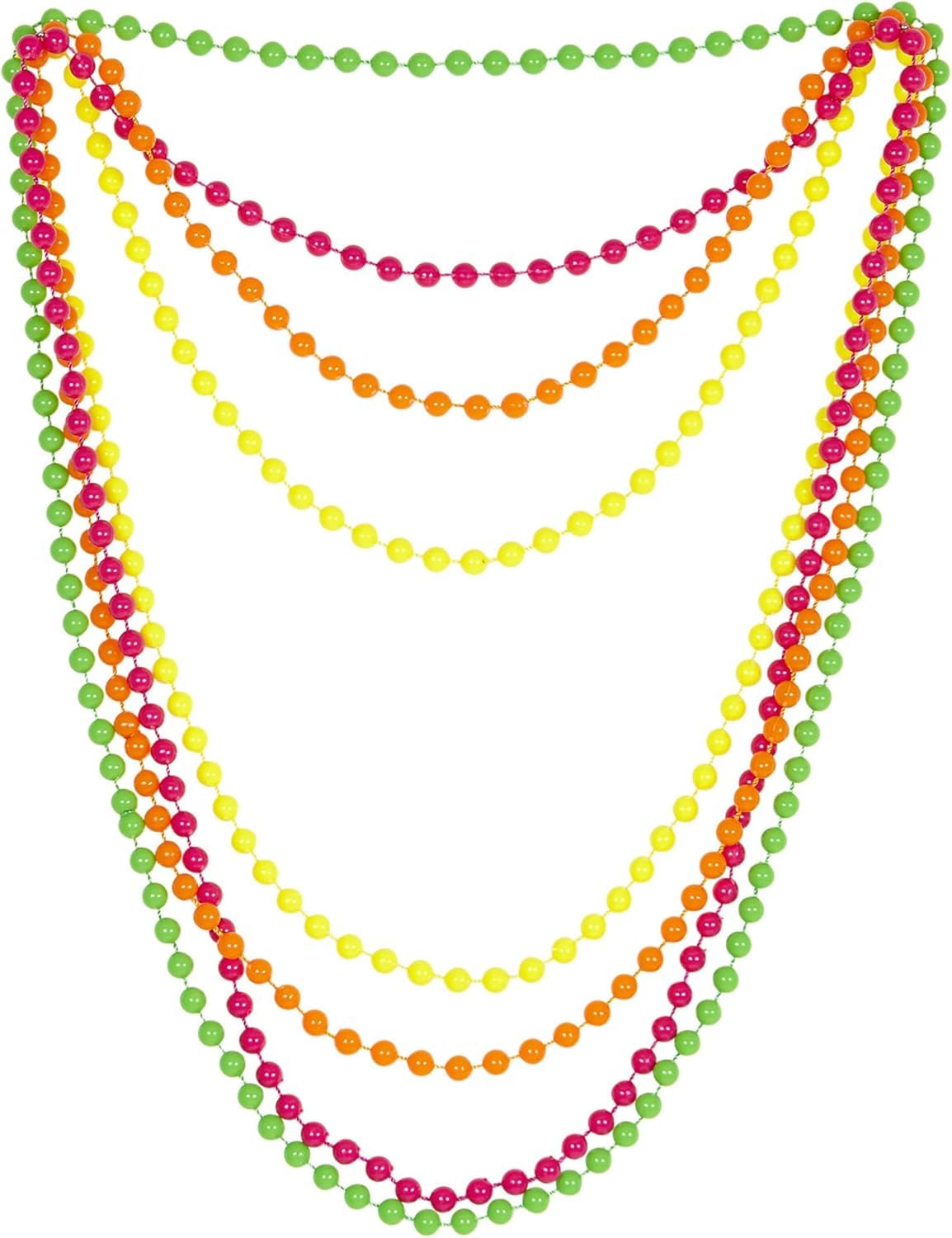 AJinacious 8 Pcs 80s Women Costume Accessories Set Neon Beaded Necklace Bracelet 80s Jewelry Party Prom Beaded Chains Fancy Dress Accessories for Women for Festivals Raves & UV Parties - Image 2