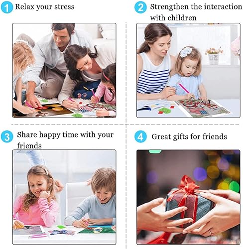 Miniatura 7 de Santiway Paquete de 4 insignias mágicas de pintura de diamantes para adultos y niños, kit de arte de diamantes 5D para principiantes, pintura de