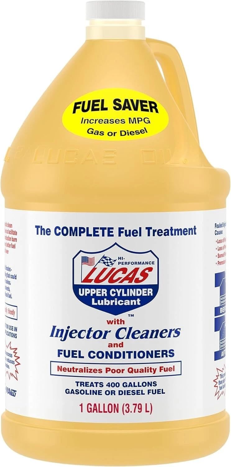 Lucas Oil Limpiador para inyectores y lubricante para cilindros superiores, paquete de 4 bidones, modelo 10013 – Aditivo para el tratamiento de combustible diésel y gasolina