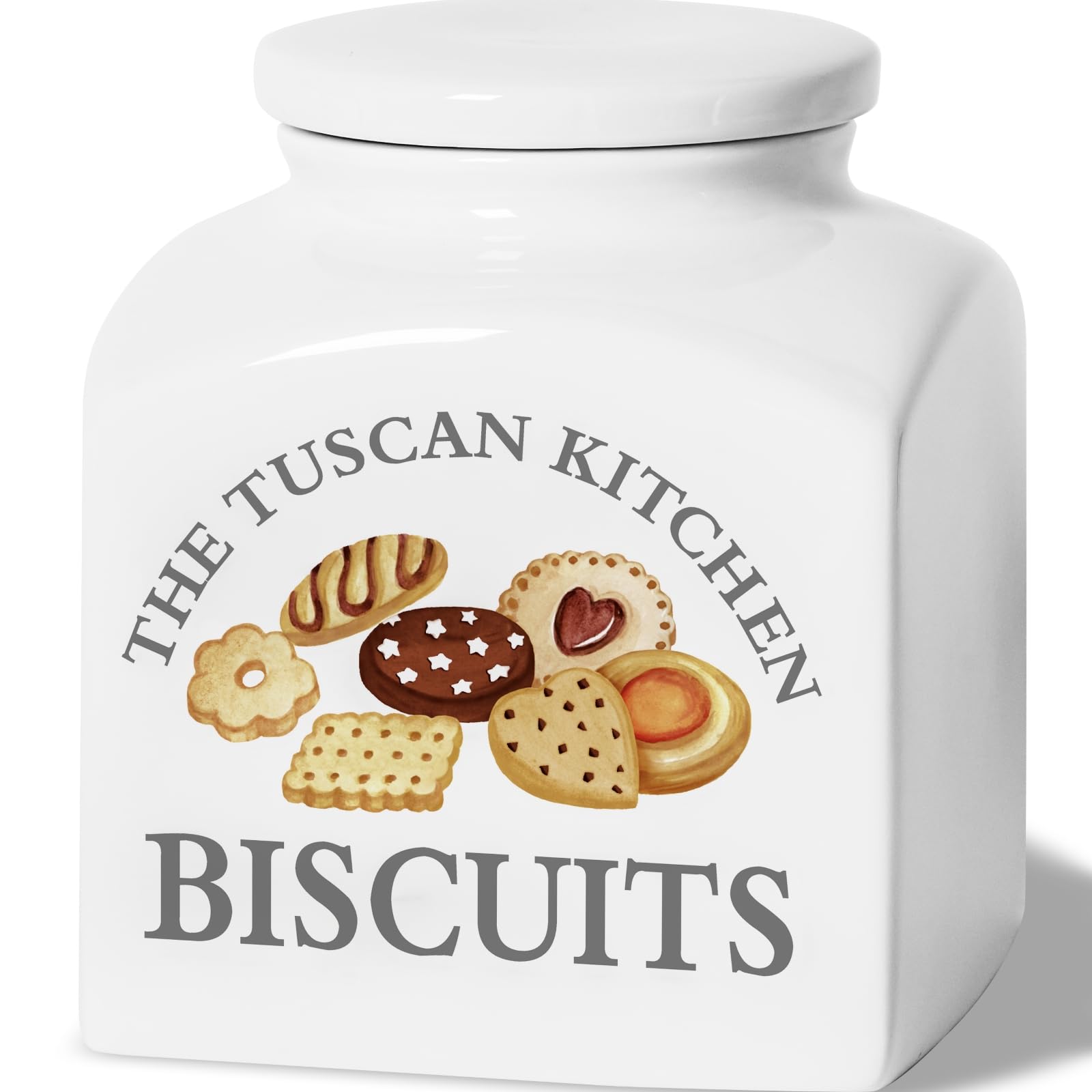 HOMBENE Large Cookie Jar, Food Storage Canisters Ceramic Containers with Airtight Lids, 118 oz Snacks Cookie Jar for Cookies, White