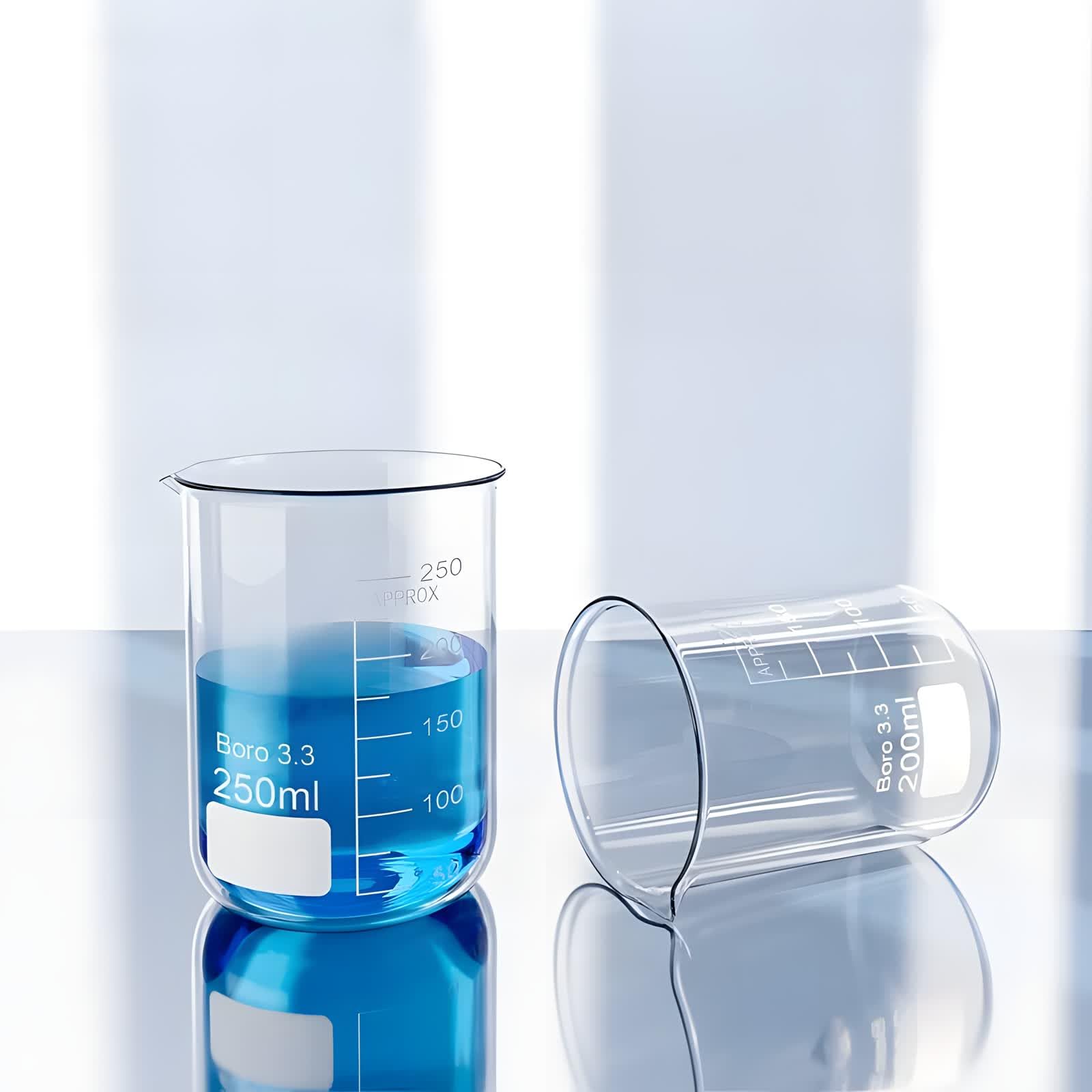 VIDOO Zlewka Laboratoryjna ze Szkła Borokrzemowego Grube Dno Odporna na Wysoką Temperaturę z Podziałką do Chemii i Laboratorium, 3000ml