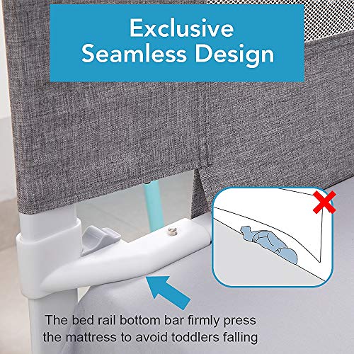 SURPCOS Bed Rails for Toddlers -New Upgraded Extra Long Bed Guardrail for Kids Great Fit for Twin, Double, Full-Size Queen & King Mattress (One Side 59 x 30 Inch, Buck)