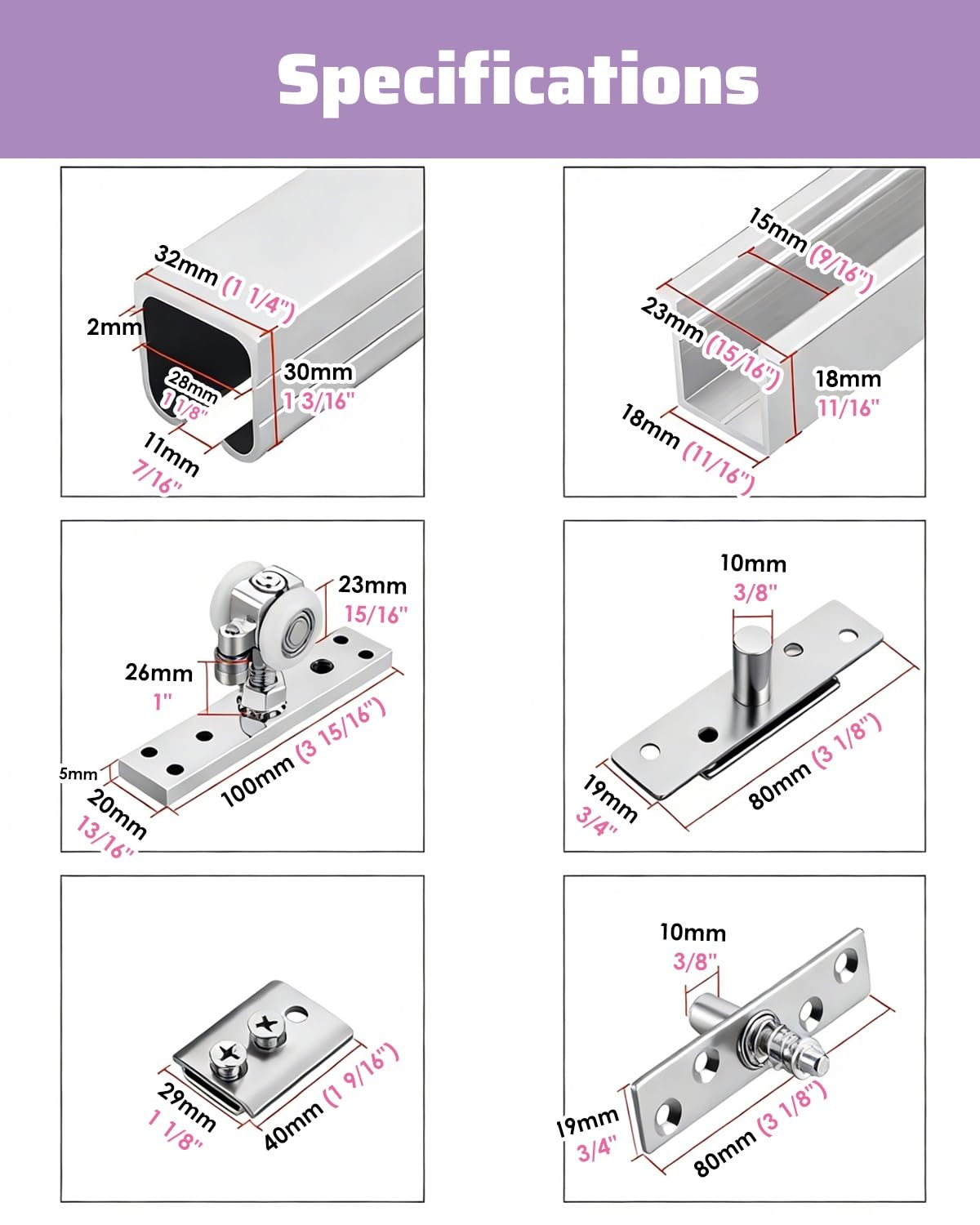 Kit de herrajes para puerta plegable con riel para ahorrar espacio, se adapta a paneles de bolsillo de vidrio y madera, fácil instalación