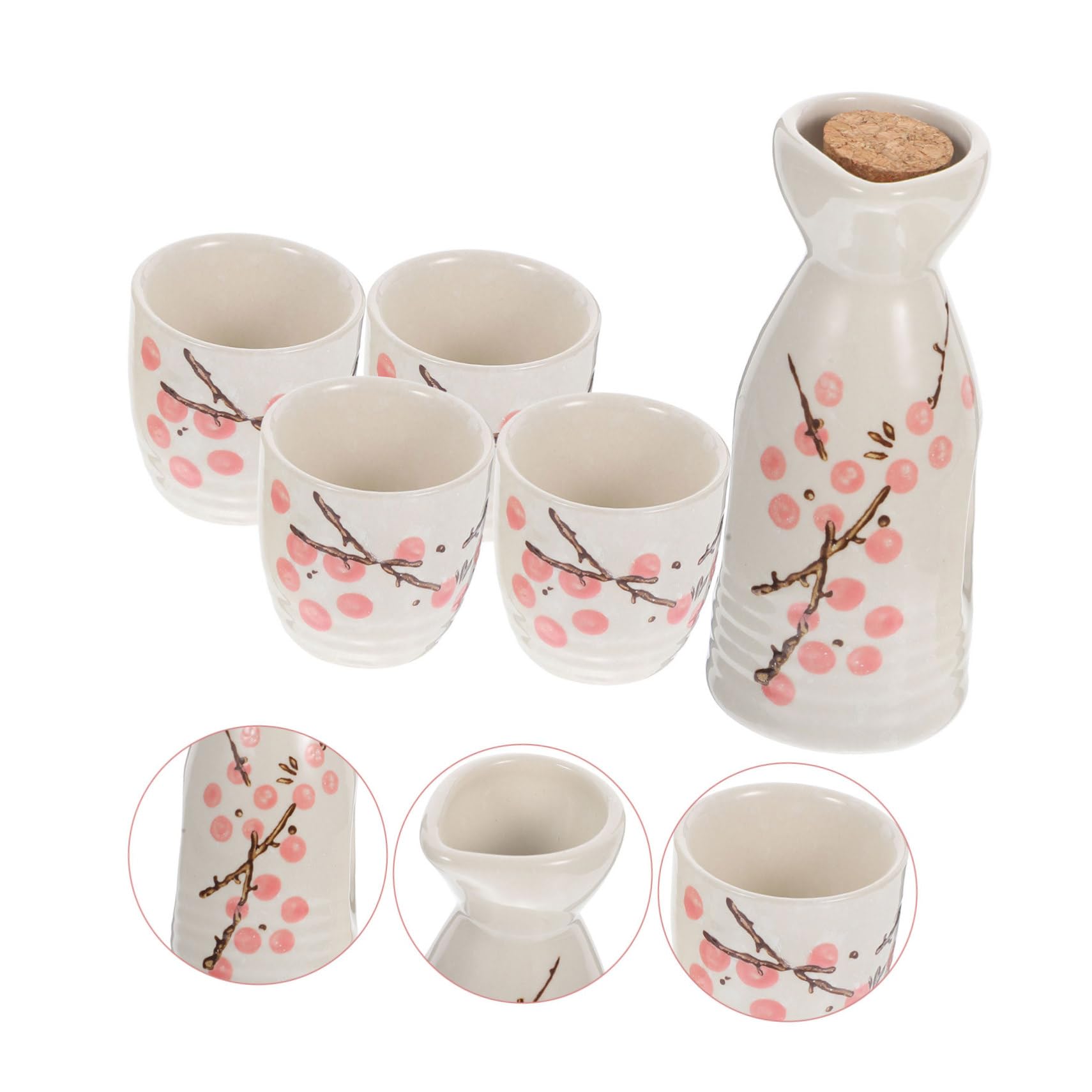 GALPADA Set di Sake Giapponese in Ceramica Rosso Brocca e Bicchieri Rotondi per Uso Domestico Superficie Liscia e Sensazione Confortevole per Occasioni Festive