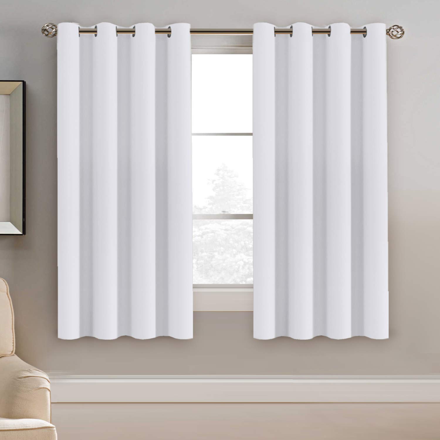 H.VERSAILTEX White Window Curtains 63 Inch Length Thermal Insulated Window Treatment Panel for Living Room Grommet Curtain Drape for Bedroom (1 Panel)