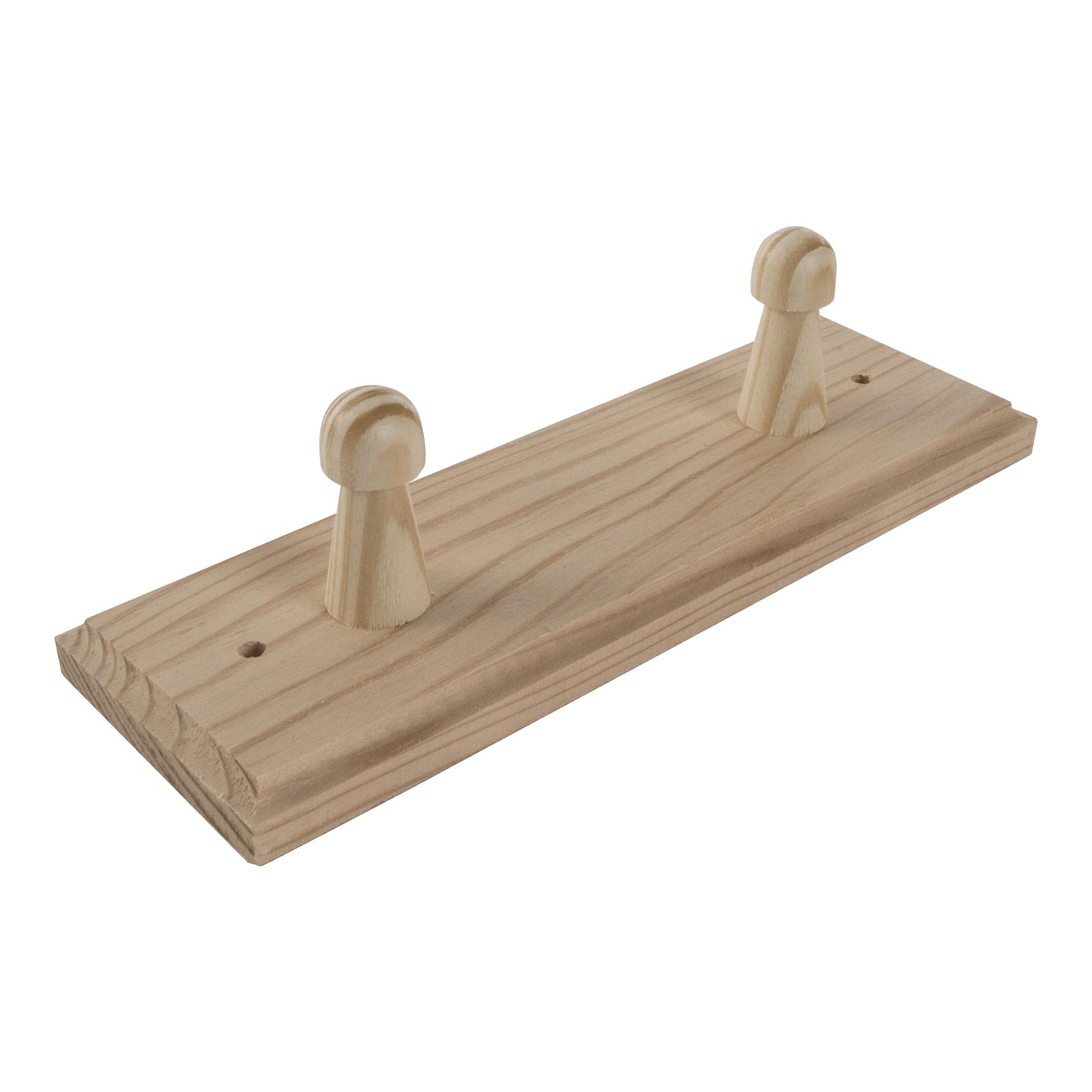 Woodeedoo Beige 2 Pegs Wooden Door Hooks Coat Rack Hanging Storage Clothes Holder Wall Mounted Hanger | Unpainted & Untreated Plain Pine Wood