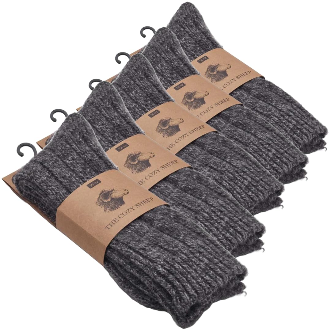 THE COZY SHEEP Wollsocken Herren und Damen | Bequeme Warme Strümpfe | Dicke Kuschelsocken für kalte Füße | Norweger Socken aus Wolle | Langlebige Schafwollsocken