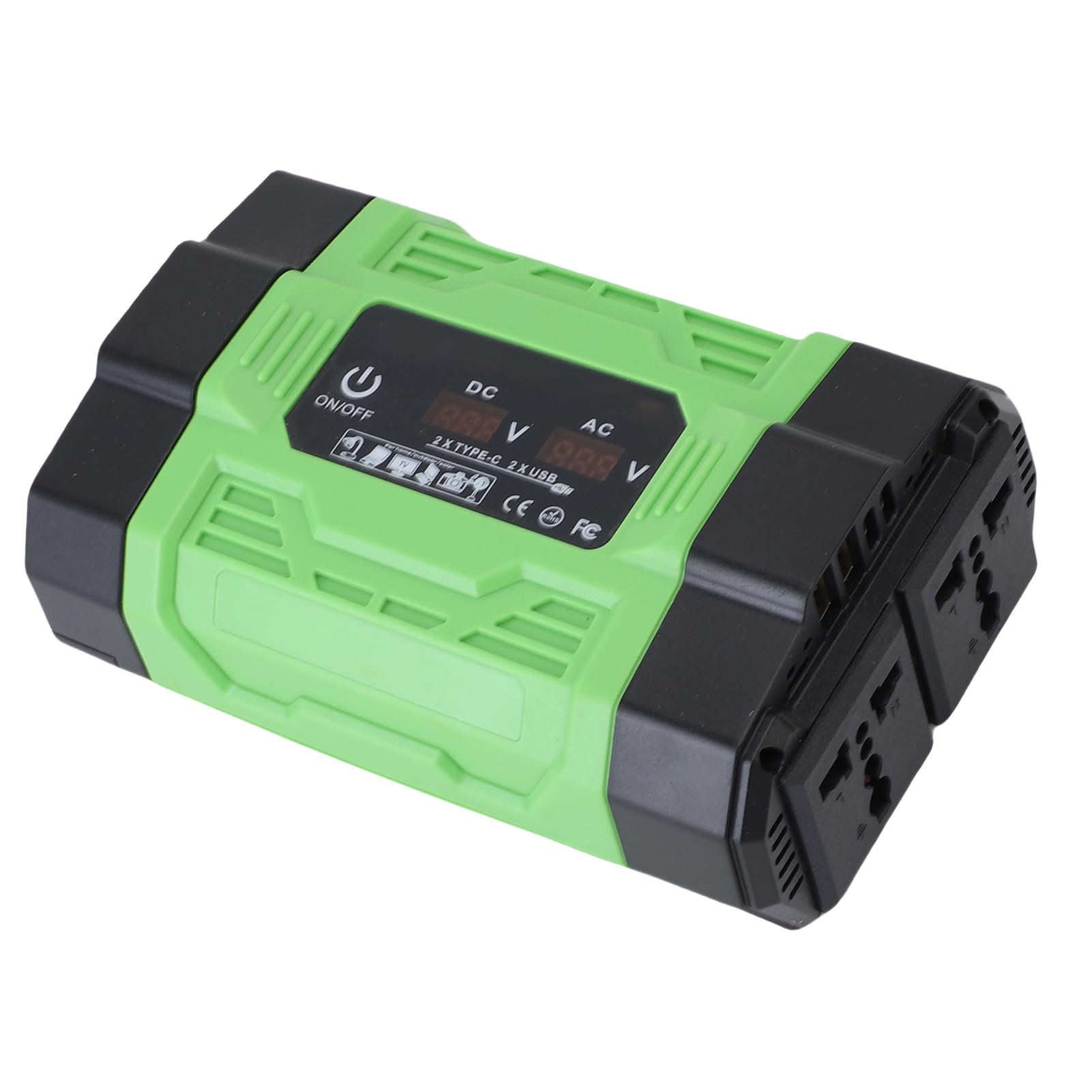 Eujgoov Cargador Inversor de Corriente para Automóvil de 300 W, 12 V A 220 V CA, con 2 Tomas de CA, 2 Puertos USB C PD, Puertos USB A QC, Pantalla Digital para Carga en Movimiento