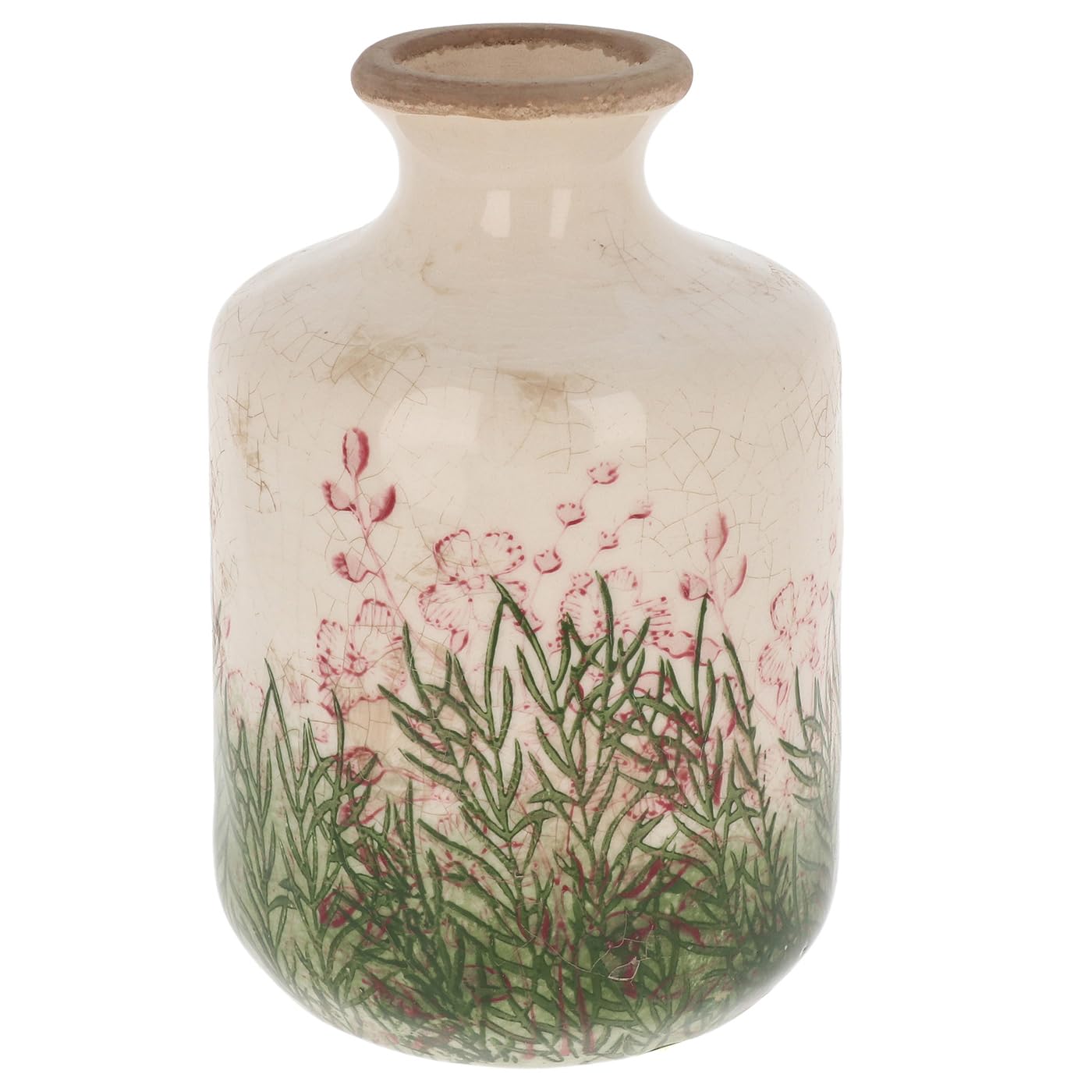 Shudehill Giftware Multicolor Wild Garden Ceramic Bottle Vase Large – Rustic Floral Design Decorative Flower Holder – Vintage Style Home Décor