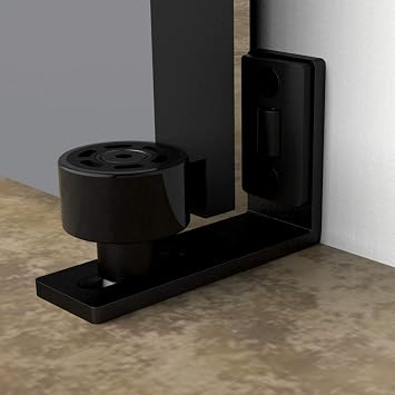 WOLFBIRD Sliding Barn Door Floor Guide Adjustable Door Bottom Roller Guides Wall Mount Black
