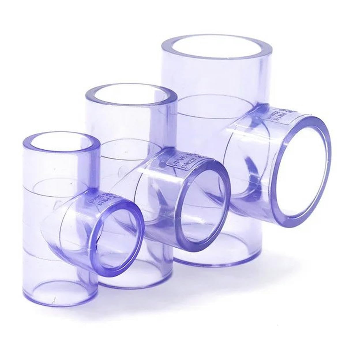2 conectores de tubería transparentes azules de 20/25/32/40/50 mm, accesorios para peces de acuario, accesorios rápidos, 2 unidades, 50 mm