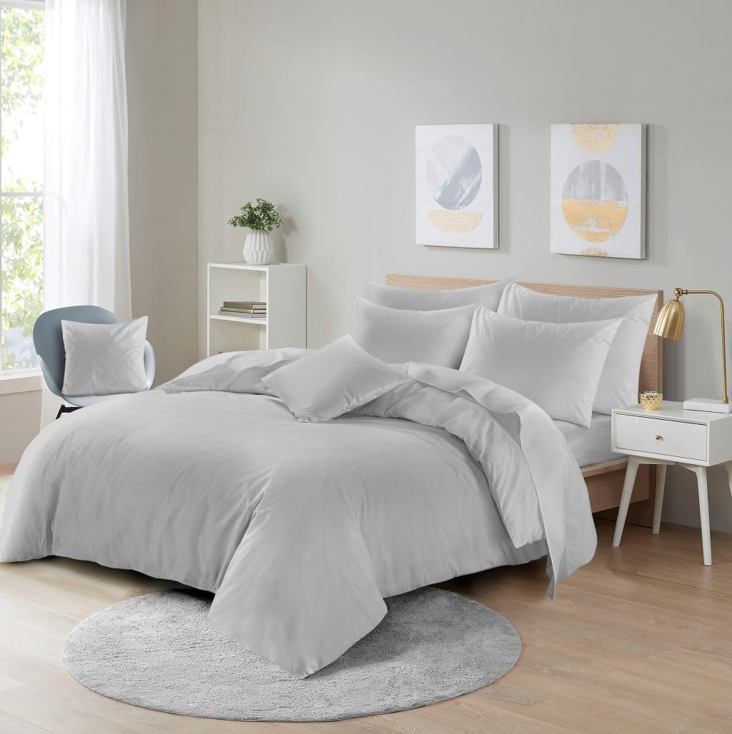 Velvet Stitch Premium Microfiber Duvet Cover Set – Soft, Breathable & Durable Bedding (Silver, Double)