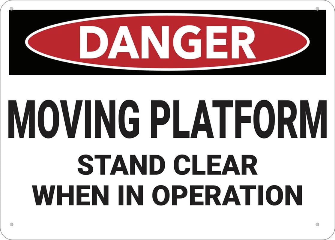 Danger Moving Platform Stand Clear Sign Outdoor Metal Sign - 12 X 8 Metal Signs For Business, Workplace, Office, Home, Delivery Signs, Road Signs, Garden Signs